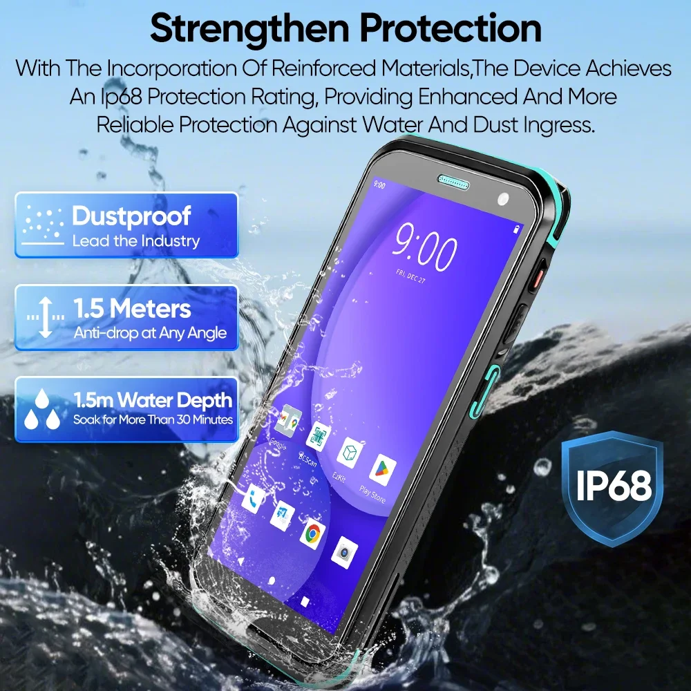 FYJ F9825 옥타코어 IP68 2.2Ghz 러기드 안드로이드 13 프린터 코드 PDA 배터리 의료용 본질안전형 전문가용 PDA 안드로이드