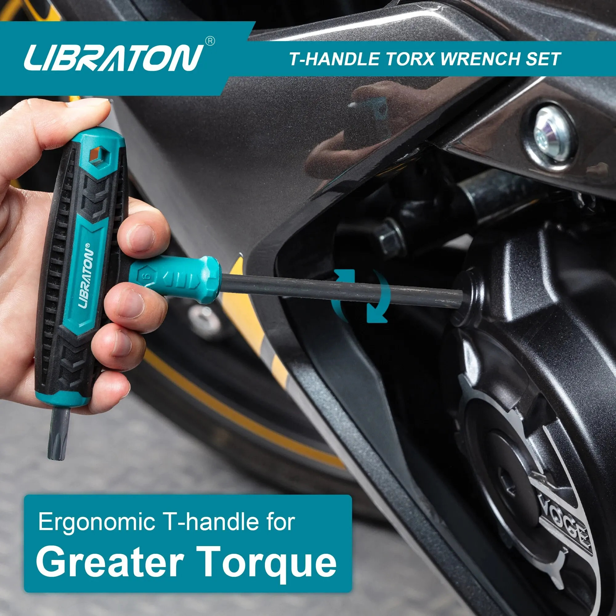 LIBRATON 7PCS T 핸들 렌치 세트 T-핸들 Torx 키 세트 2 팁 디자인 T10-T40, Torx 나사에 적합 자동 자전거 수리 도구