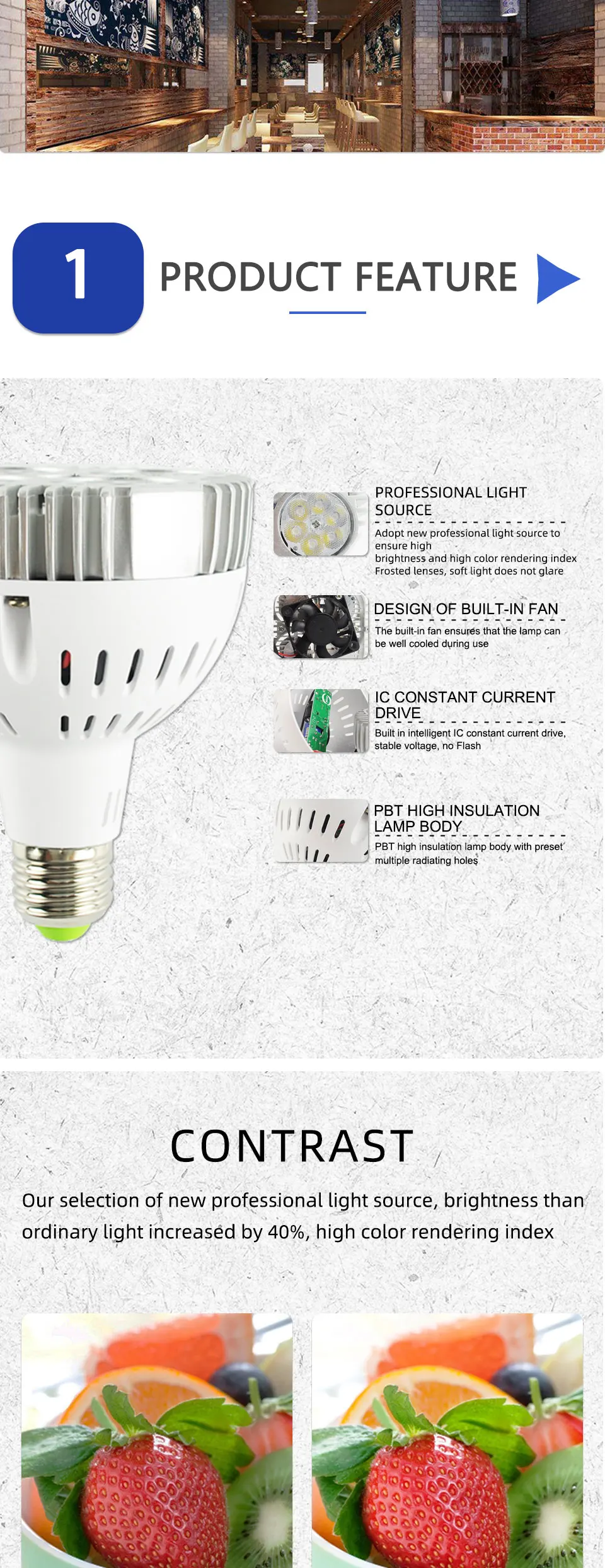 Description Picture 3 of itemLED Lamp PAR30 35W LED Spotlight AC 220V 240V 3000K 4000K 6000K Led Bulb par30 Lampara for Home Lighting Super Bright