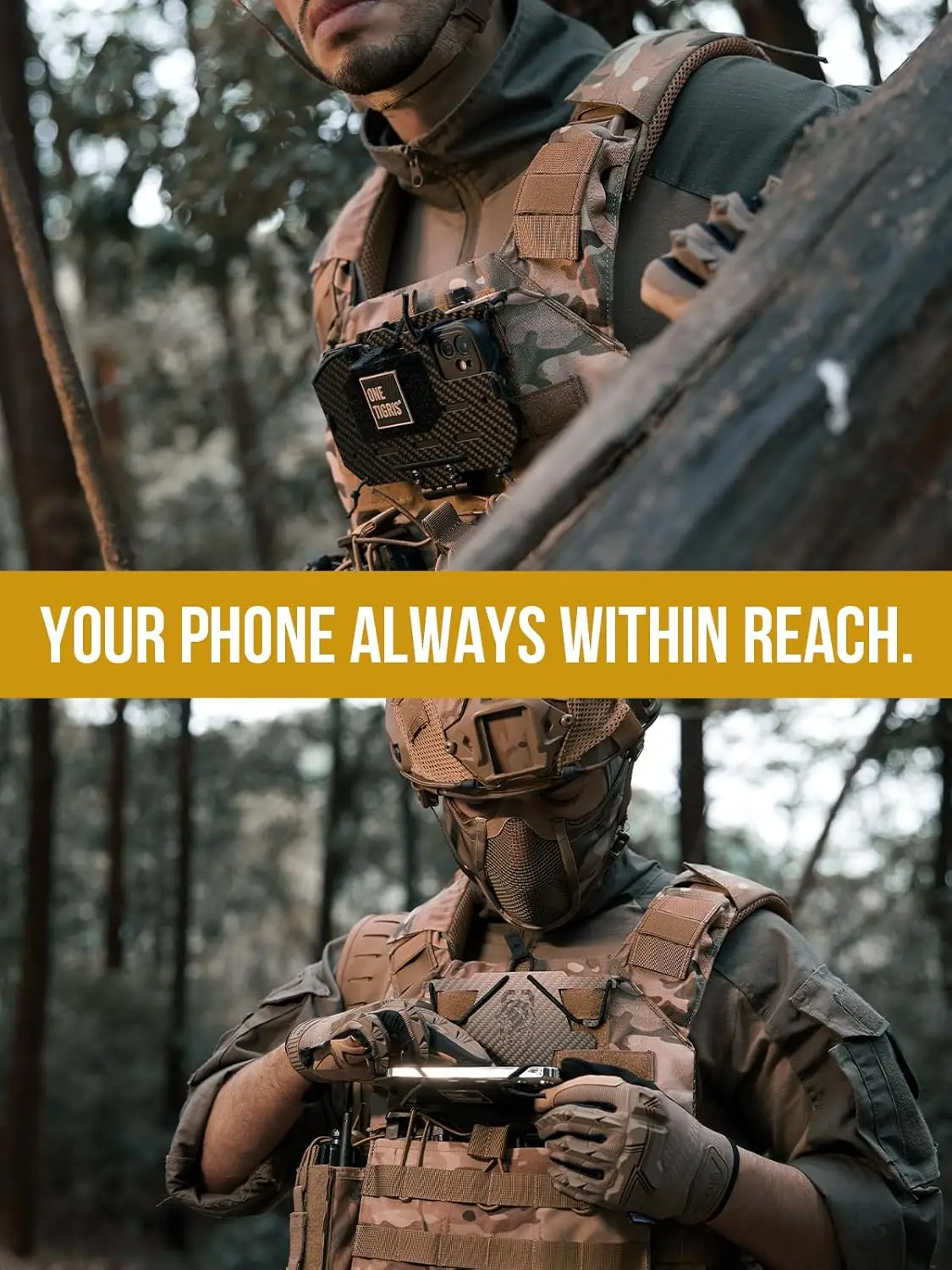 ONETIGRIS Version 2.0 MOLLE Phone Holder, Universal Tactical Vest Phone Holder, Plate Carrier Phone Board Chest Cell Phone Mount 2