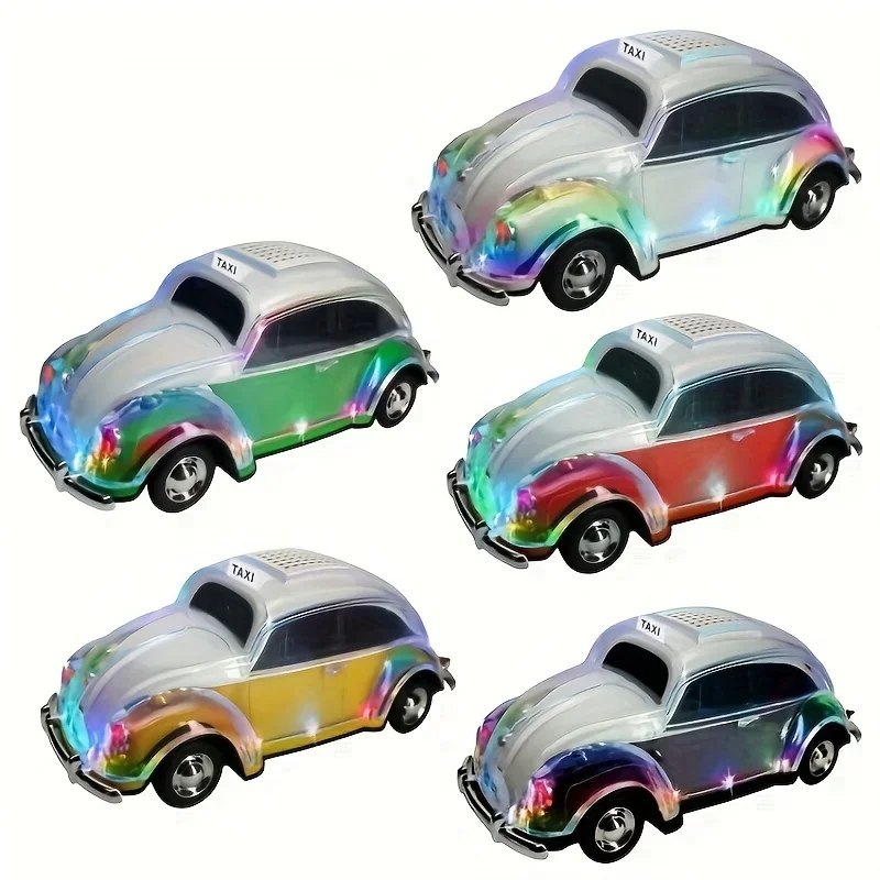 Portable Wireless Speaker Colorful LED Flash Light Car Shape Bluetooth Subwoofer Music Player USB FM TF AUX TWS Party Gift