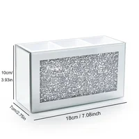 Makeup Brush Holder Organizer Luxury Bling Crushed Diamond Glass Mirrored Jewelry Boxes Women Jewelry Organizer Storage Boxes 2