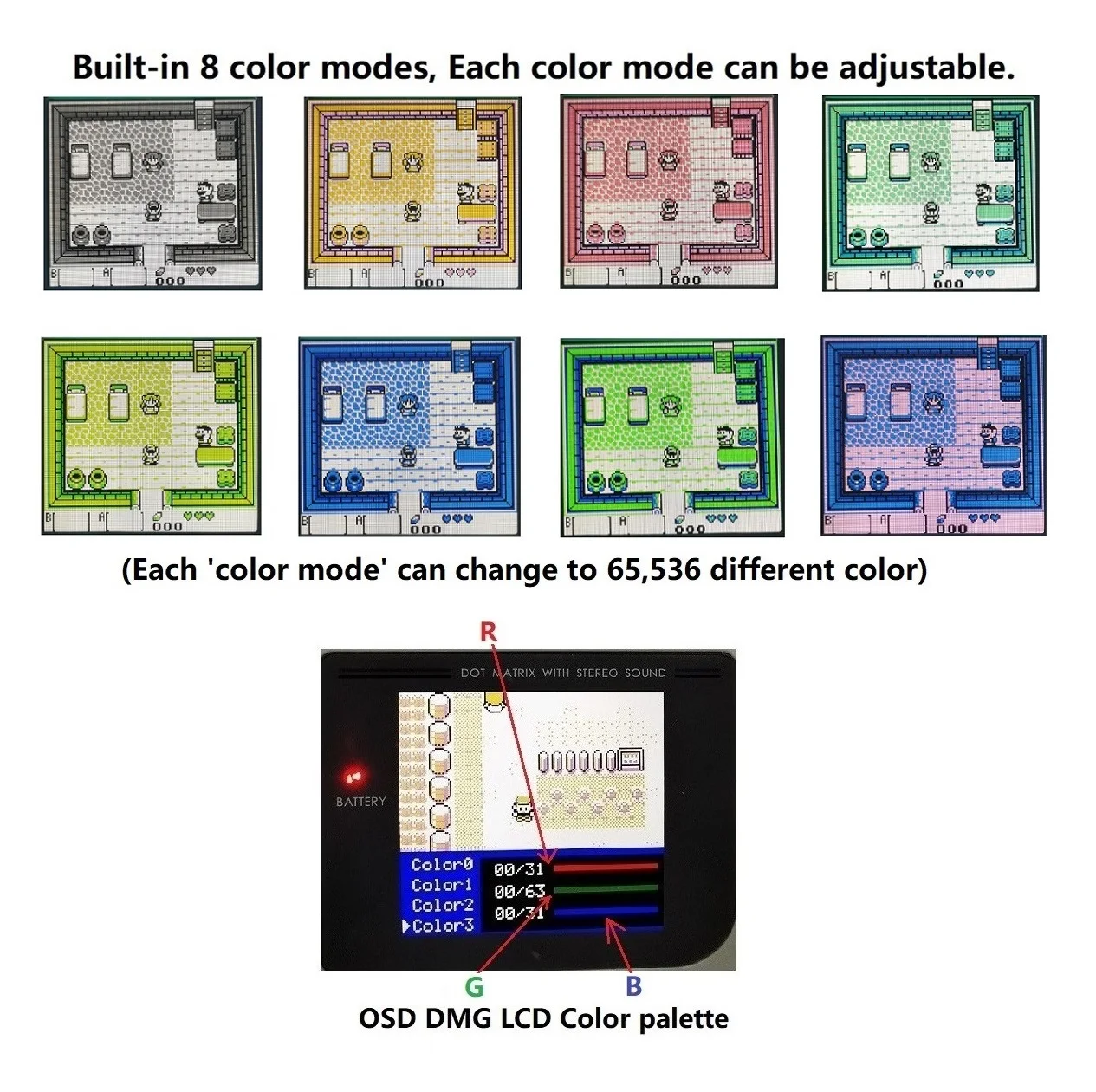 GB DMG V5  Ʈ LCD ŰƮ, OSD ޴,   IPS LCD ũ ÷, Ӻ Ŭ GBO ܼ Ŀ 