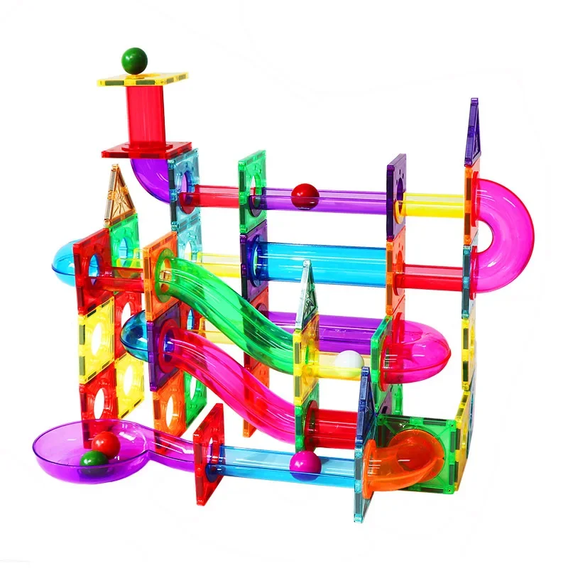 Color Window Magnetic Tiles Pipe Building Blocks Magnet Assembly Roller Track Educational Toys Intelligent Fun Wellbbplay