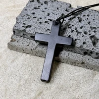 Karelian Heritage Shungite Cross Pendant, Natural Stone Jewelry Accessory for EMF Protection, Real Shungite Black Stone 1