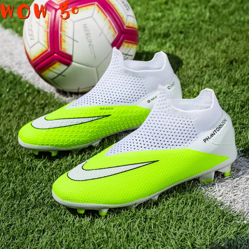 

Plus Big Size 36-49 High Ankle Sneakers Men FG Soccer Shoes Kids Outdoor Cleats Long Spikes Profession Chaussure Football Shoes