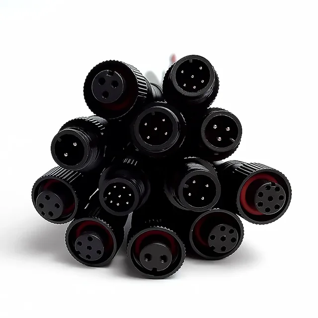 5/20Pcs M12 Small Metal Head Waterproof 2 3 4 5 6 8Pin IP68 Cable Wire Plug for LED Strips Male and Female 20cm Connector 2