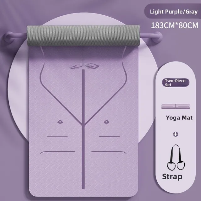 Home Fitn Yoga Mat Soundproof Non Slip TPE Material with Guide Lines for Yoga Poses Eco Friendly Exercise Equipment