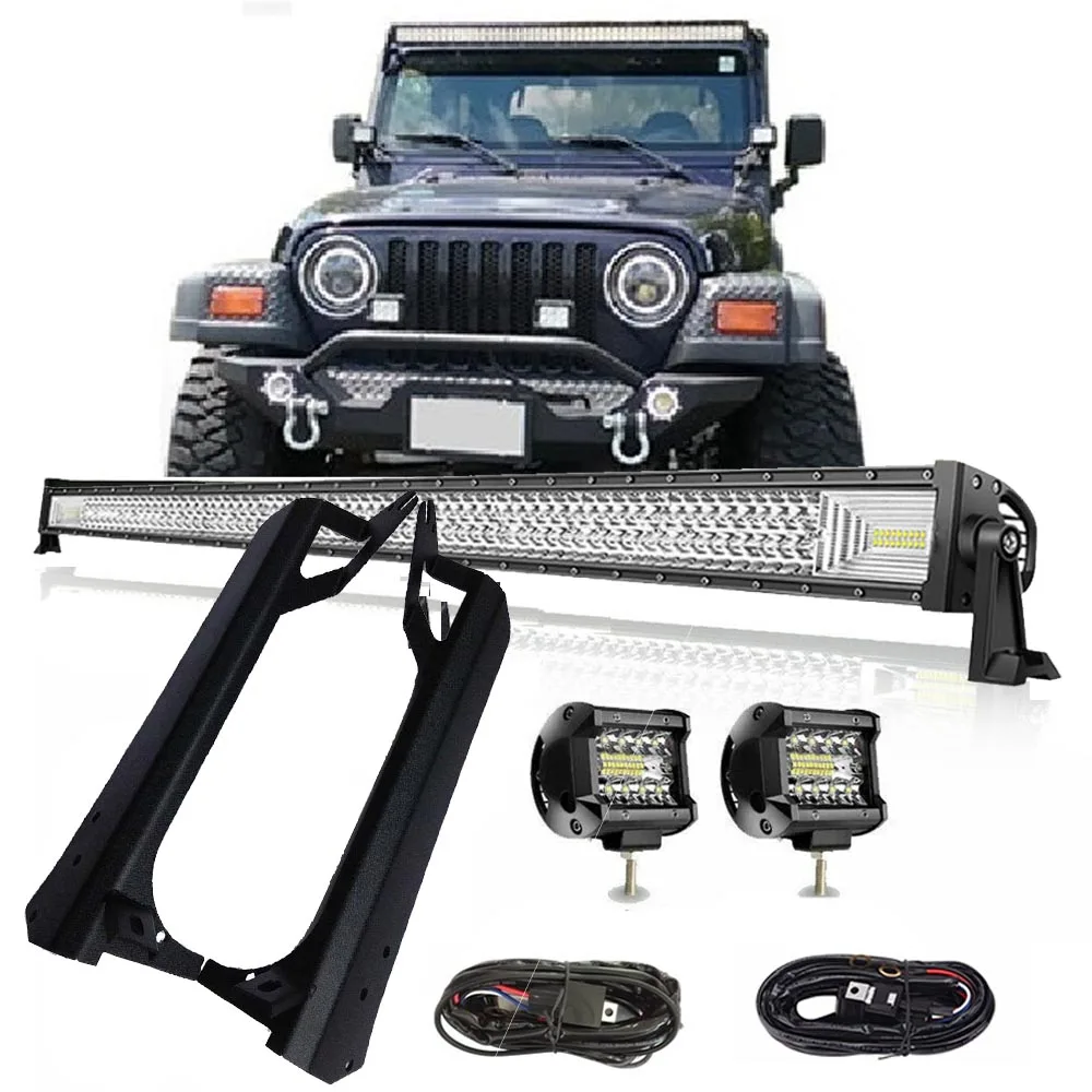 Car Accessories Tir-Row 52Inch 700W Led Work Light Bar Fog Lights With TJ Mounting Brackets For Jeep Wrangler TJ 1999-2006