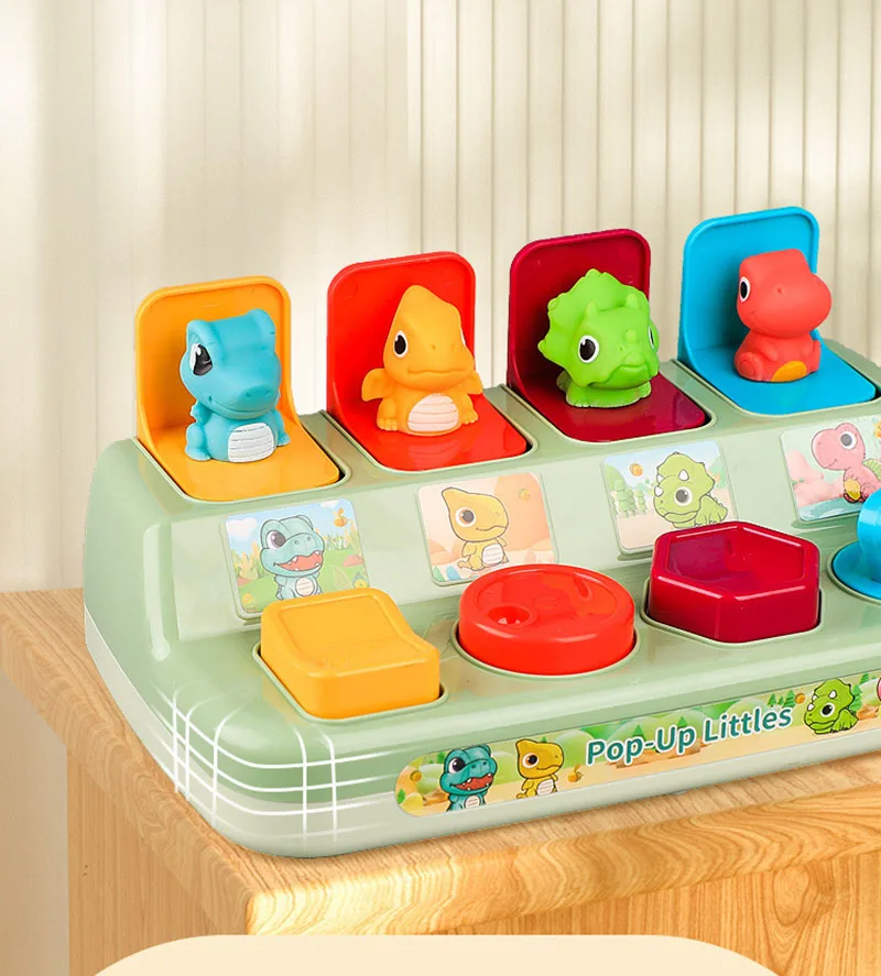 Baby Toys 6 to 12 Months Pop Up Animals Cause and Effect Toy Switch Box Baby Montessori Early Learning Development Sensory Toy