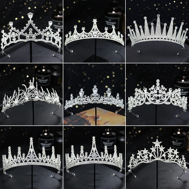 1pc Crown Bridal Vintage Hair Bands Crystal Rhinestone Handmade Hair Bands Crown Princess Birthday Party Plate Headdresses