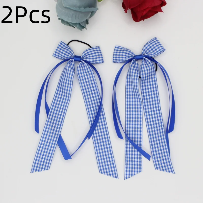 Plaid Ribbon Bow Hair Ties - British Preppy Style Hair Accessories