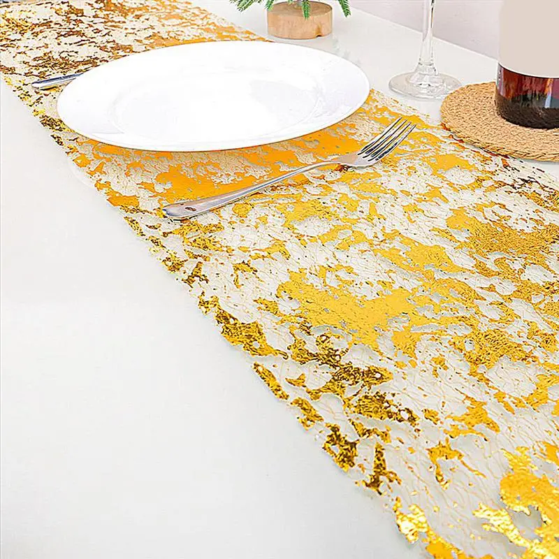 Glitter Gold Table Runner Thin Mesh Sparkle Table Runner Roll Birthday Party Christmas Wedding Valentine's Day Decorations