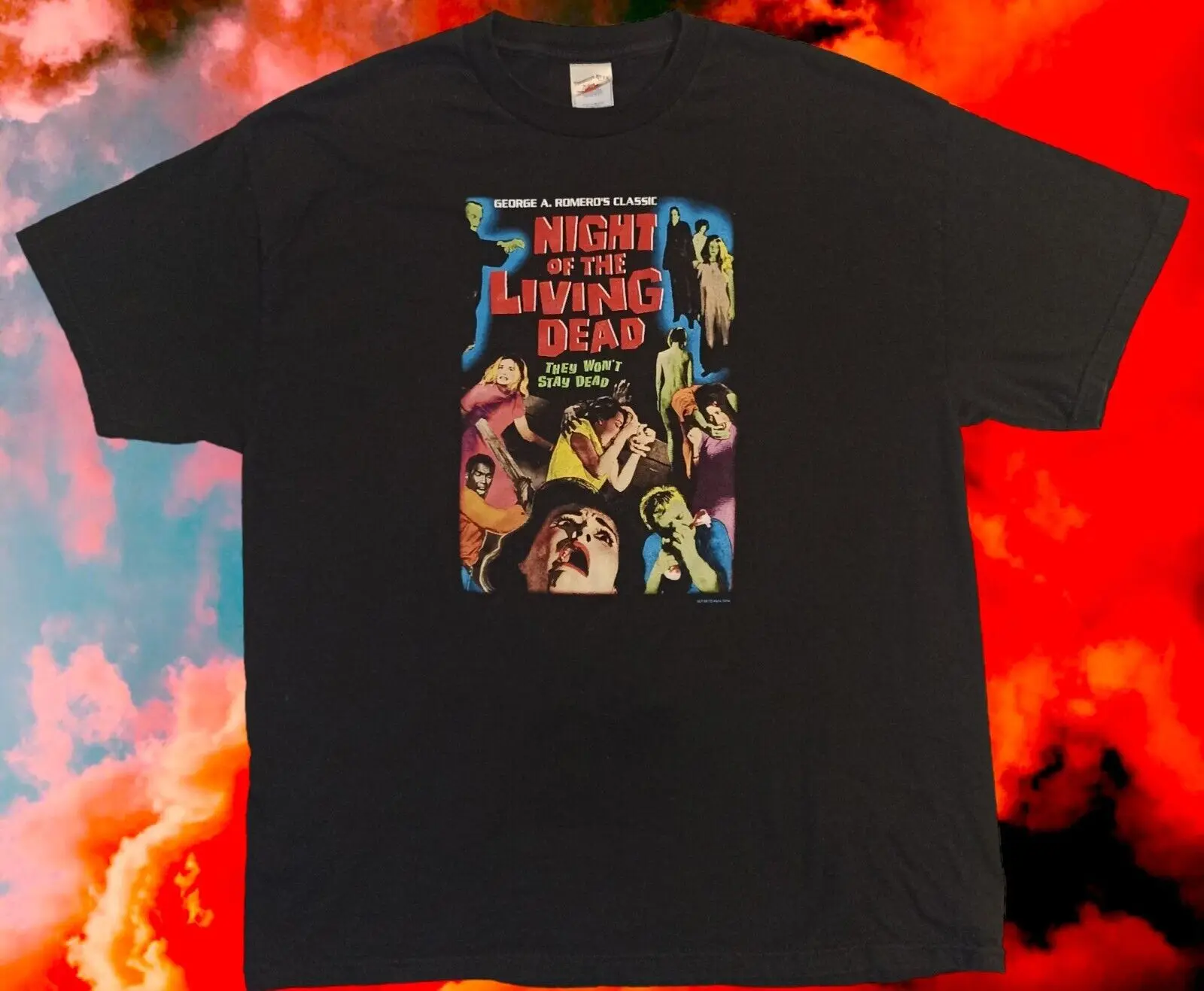 Vintage Deadstock Night Of The Living Dead Shirt George A. Romero Taglia Xl Horror Maniche Lunghe