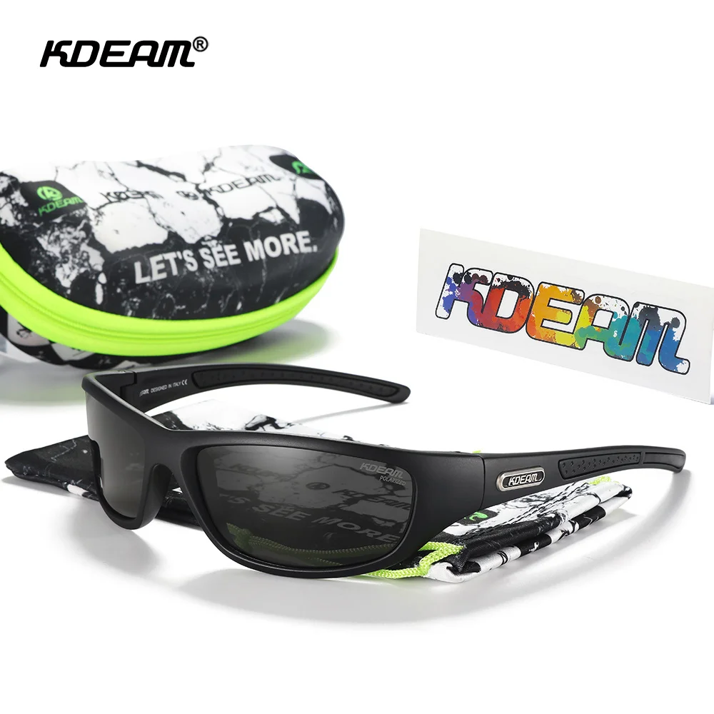 Kdeam fishing performance herren sonnenbrille polarisiert tr90 material markenlogo fahrrad brille mit reiß verschluss koffer kd0701