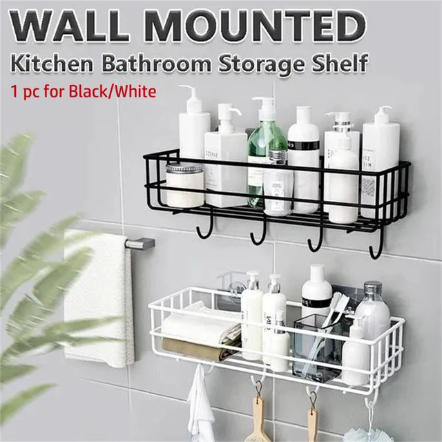 Wall-mounted Bathroom Storage Rack, Punch-free Bathroom Hanging