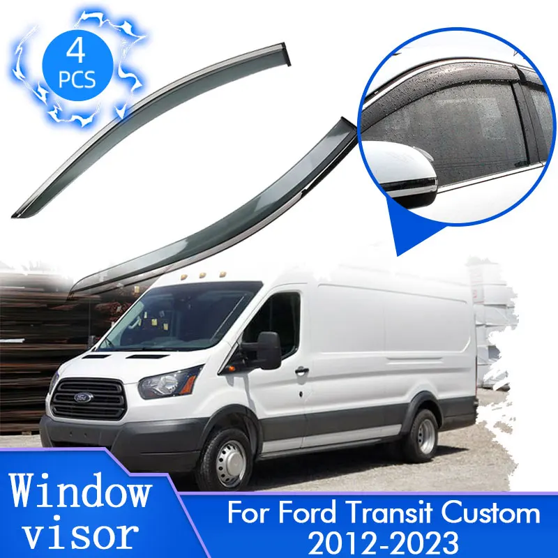 Per Ford Transit Custom Tourneo 2012 ~ 2023 Door Rain Sun Deflector Vent Protection Tenda Da Sole Guard Cover Ripari Shades Accessori