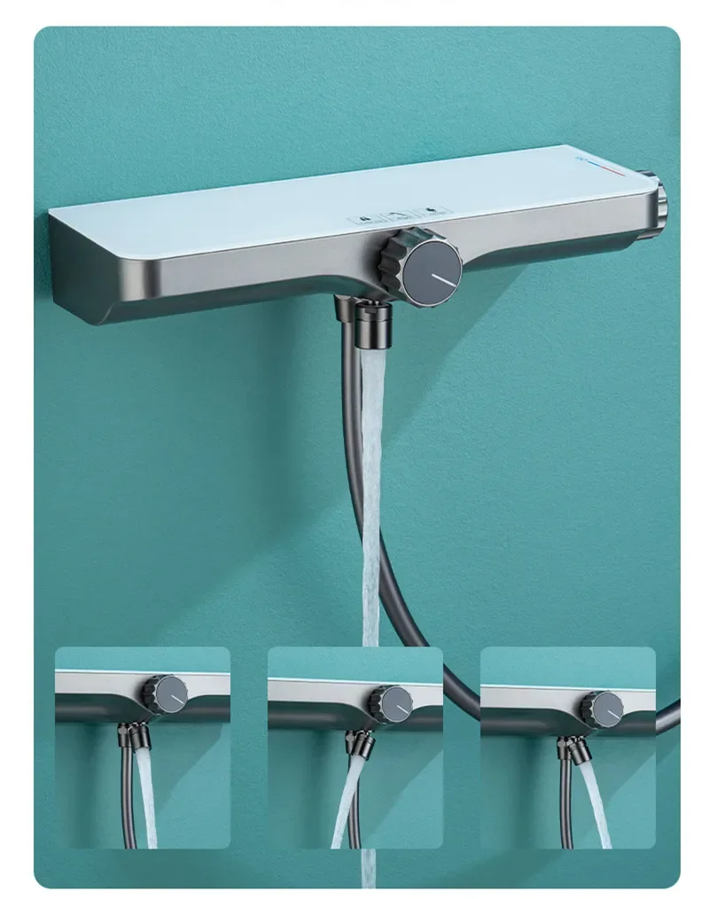 Description Picture 6 of itemShower Faucet Set Bathroom Wall Mounted Gray Solid Brass Big Plate Bathtub=