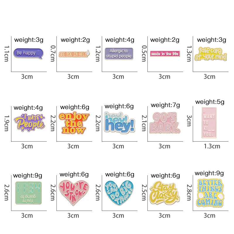 Fashion Brooches Cartoon Color Text Oil Drop Lapel Brooch Badge Pin