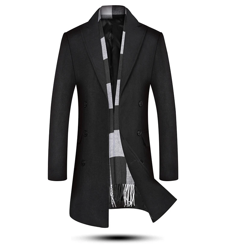 Description Picture 5 of itemMen's Coat Winter Tweed Jacket 2023 Long Trench parkas Clothing Overcoat Blouse Best Selling Products Casual Outerwear Size 3XL