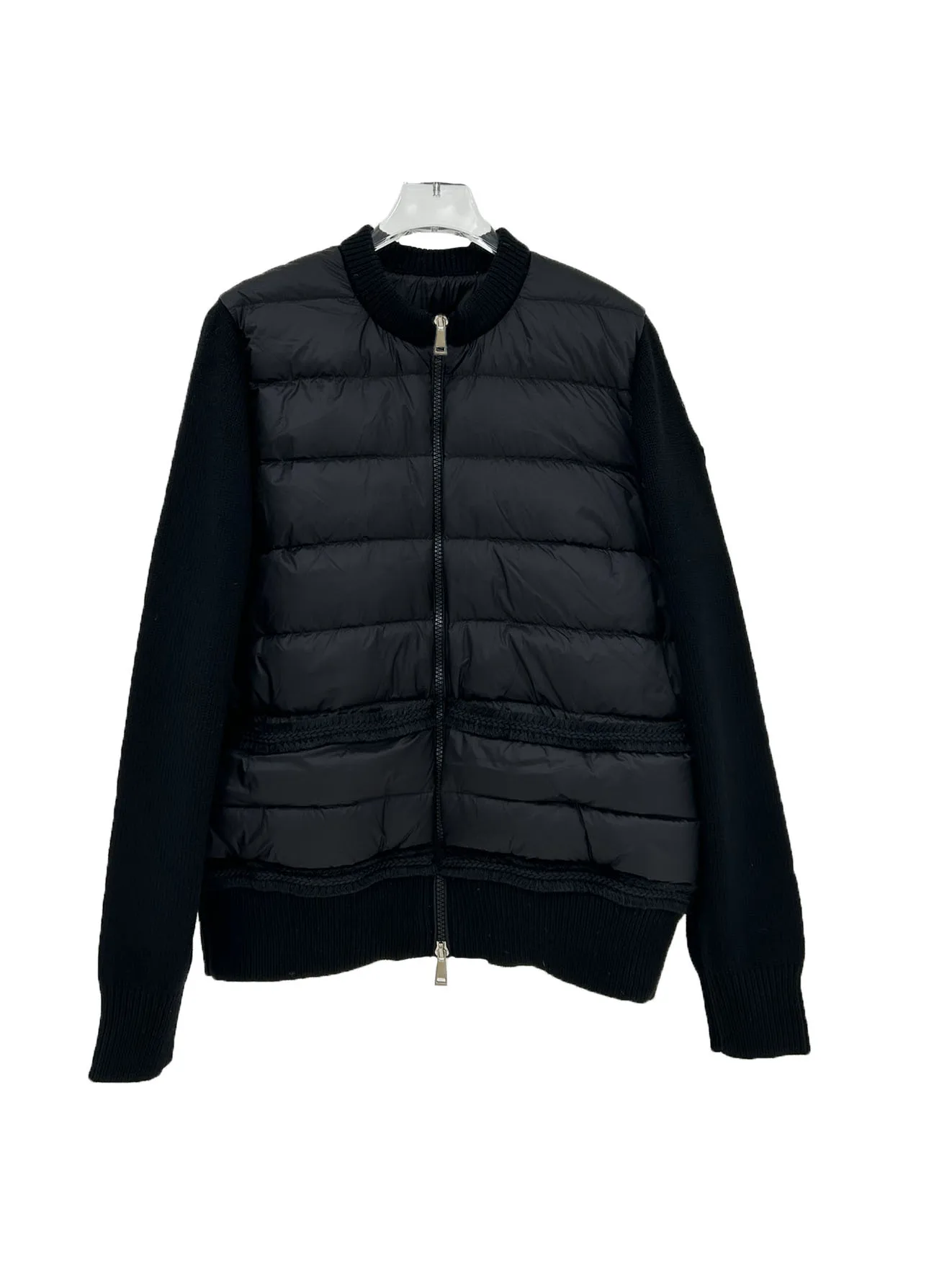 

Down jacket round neck short loose shape knitted splicing design warm and cozy 2023 winter new 1121