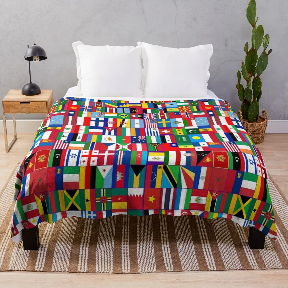 

Flags of the world Throw Blanket Tourist Blanket Furry Blankets