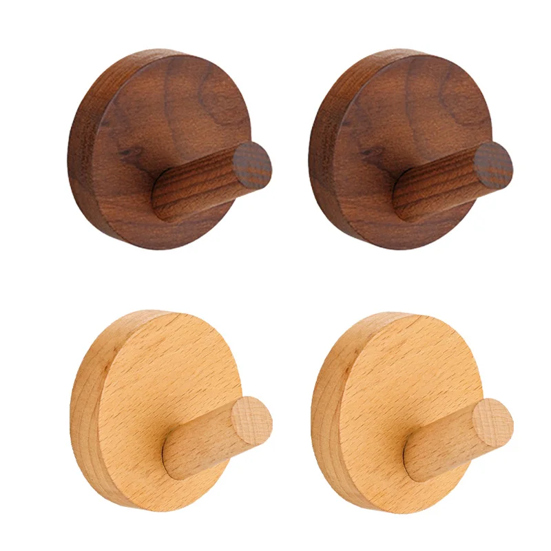 New Beech Walnut Wood Hook Wall Mounted Coat Entrance Clothes Hat Skirt Taper Punch Home Hotel Bathroom Decoration Robe Hanger