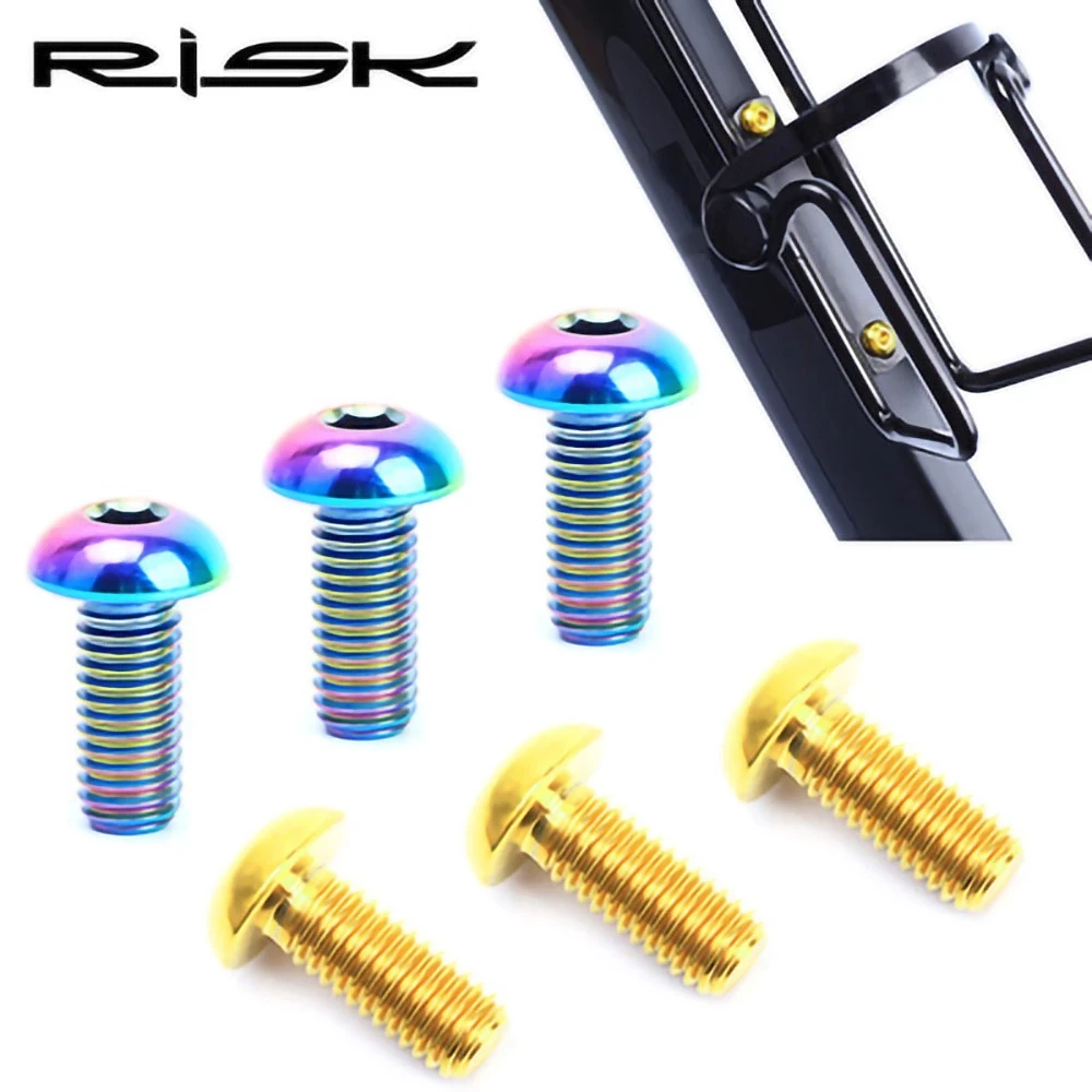 RISK Bottle Holder Screws M5x12 Road Mountain Bike Water Bottle Cage Fixing Bolts Air Pump Holder Bracket Fixed Bolts  2pcs/Box 2pcs bicycle water bottle cage bolts bike water bottle holder screws aluminum alloy screws mtb road bike accessories repair tool