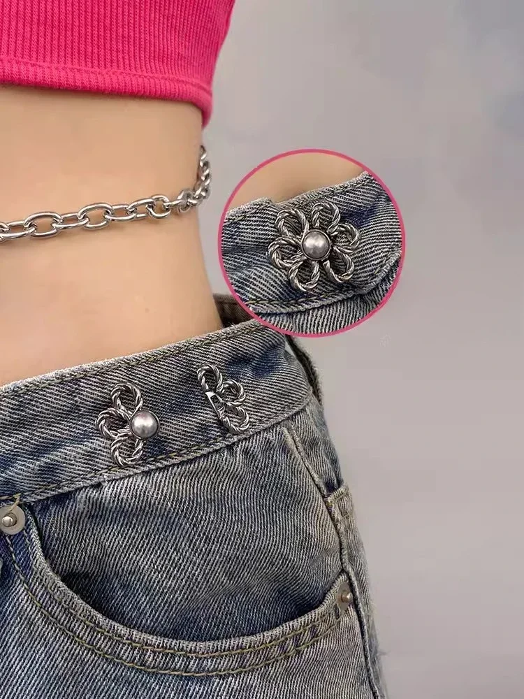 4 Set Di Bottoni Metallici A Stella Per Jeans - Chiusure Regolabili Senza Cuciture Per Stringere La Vita Di Pantaloni E Gonne
