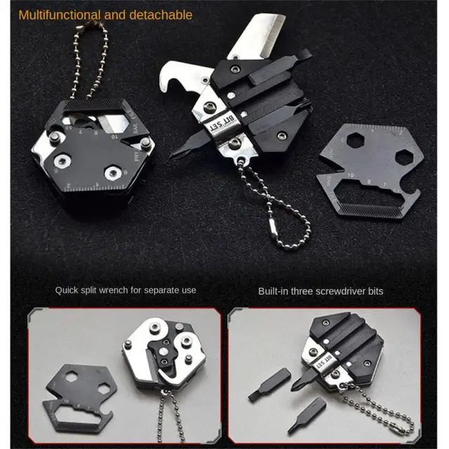 Keychain Screwdriver Multifunctional Hexagon Coin Outdoor EDC Tool Hexagon Folding Coin Knife Pocket Fold Mini Coltello Gear Pee - Image 2