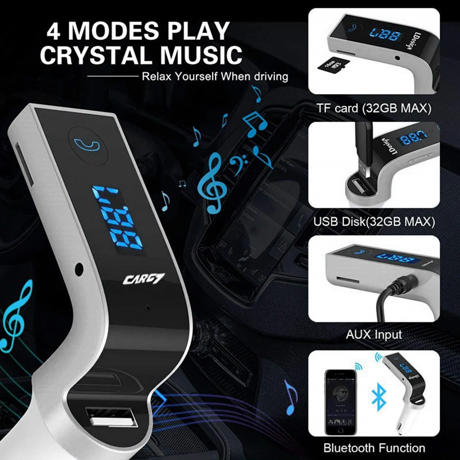 G7 Car FM Transmitter Car Bluetooth Hands-Free Transmitter Kit
