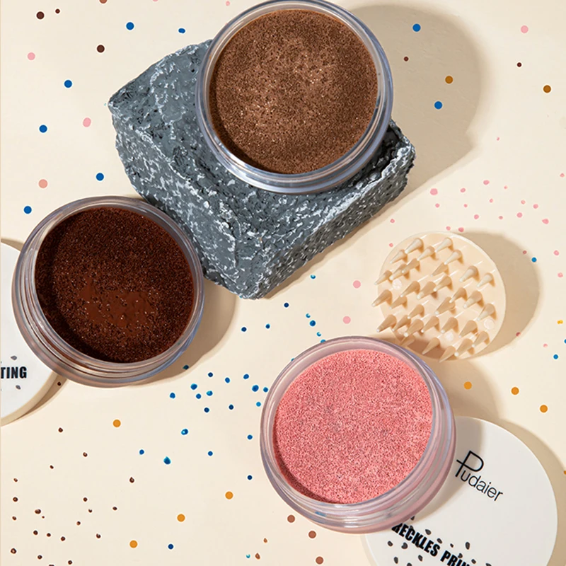 Face Fake Freckles Air Cushion Waterproof Long Lasting Liquid Powder Quick Dry Natural Face Freckles Stamp Makeup with Brush freckle stamp kit