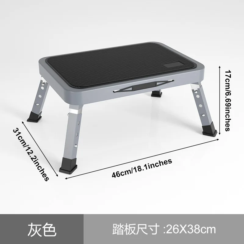 접이식 주방 단계 의자 미끄럼 방지 디자인 150kg 용량 금속 단계 사다리가있는 가정용 미끄럼 방지 조절 가능한 높이 발판