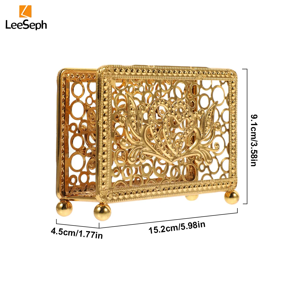 Napkin Holder, Delicate Retro Square Hollow Design, Desktop Decor Napkin Holder Tissue Rack for Tables Dinners Parties Offices 2