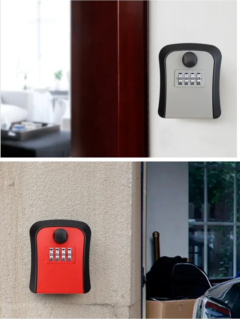 HEE RAK Key Lock Box 4-digit Code Password Storage Key for Home Wall Mounted Anti-theft Waterproof Outdoor Knob Safe Key Box 4 HEE RAK Key Lock Box 4-digit Code Password Storage Key for Home Wall Mounted Anti-theft Waterproof Outdoor Knob Safe Key Box 4