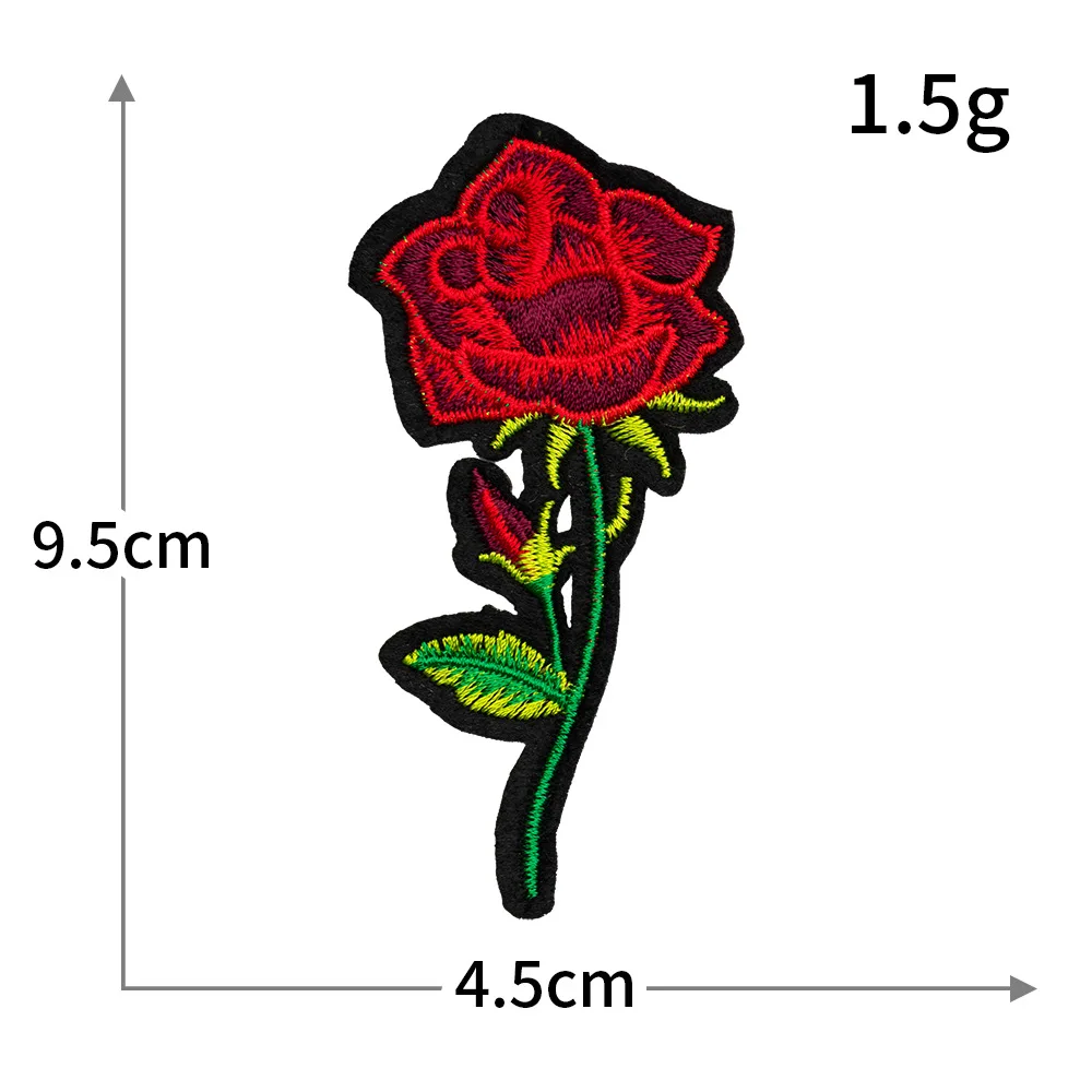 Red Rose Embroidery Patch - Decorative DIY Cloth Accent for Fashion & Accessories