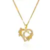 Colliers avec initiales de cœur et de fleur en Zircon pour femmes, en acier inoxydable, pour amoureux du cœur, couleur or, chaîne avec lettres, bijoux