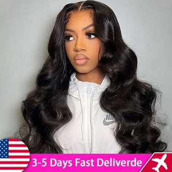 100% Brazilian Remy Human Hair Body Wave 13x4 13x6 Transparent Lace Front Wig Human Hair Pre Plucked Wigs For Women 180% Density 1