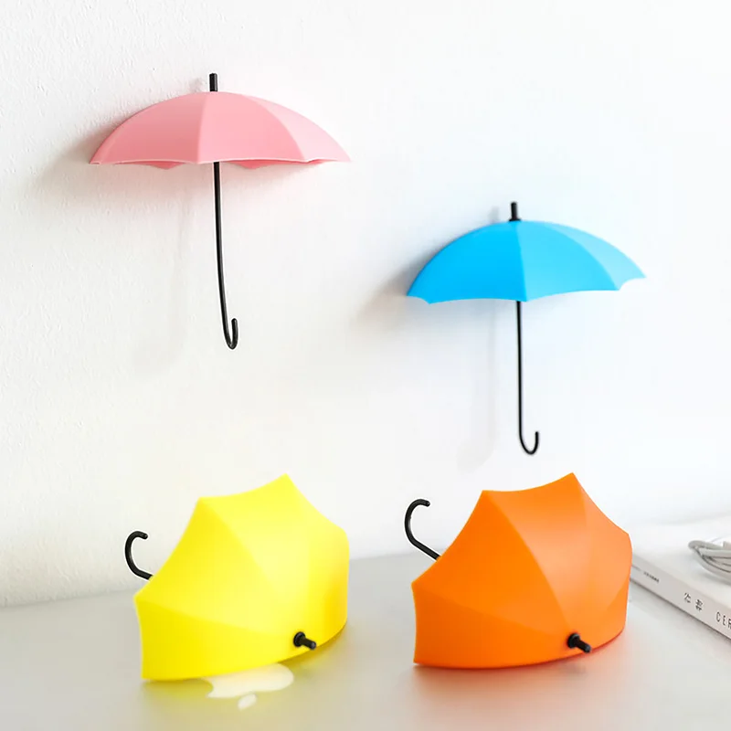 

Umbrella Shape Adhesive Sticker Wall Hook Creative Hanger Cute Bag Key Holder Wedding Bathroom Kitchen Christmas Home Decoration