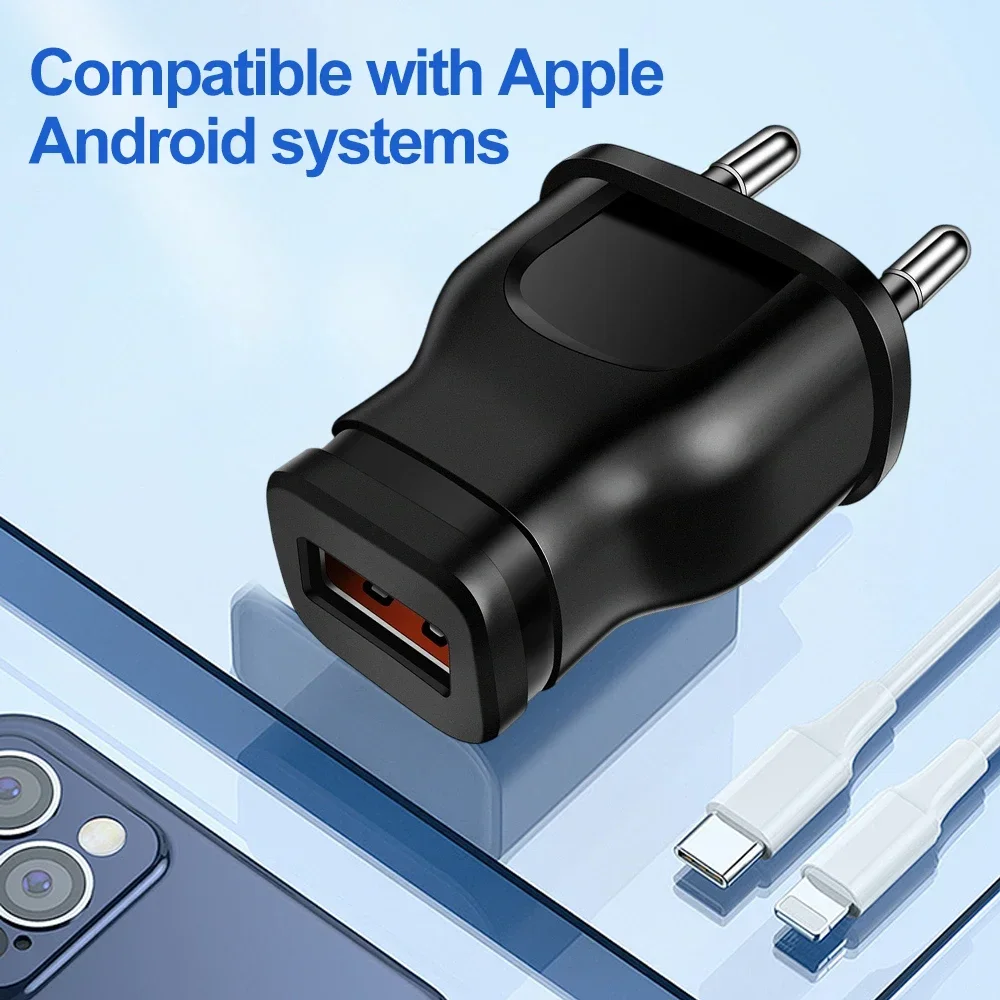 Universal 5V USB Power Adapter - Compact Travel Charger with EU/US Plug
