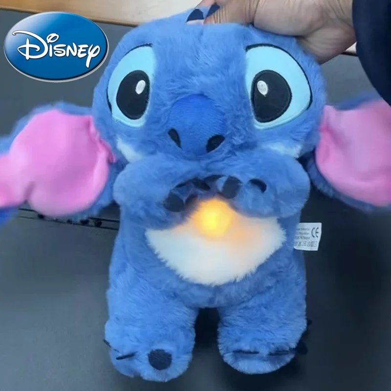 Disney Stitch Plush Doll Breath Child Peluche Lilo&Stitch Kawaii Soothes Toy Anime Baby Music Light Sleep Toys Model Kids Gifts
