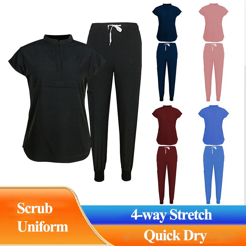 High Quality Operating Room Sets Stretch Hospital Working Scrubs Durable Medical Supplies Quick Dry Dental Surgery Suit LWM005
