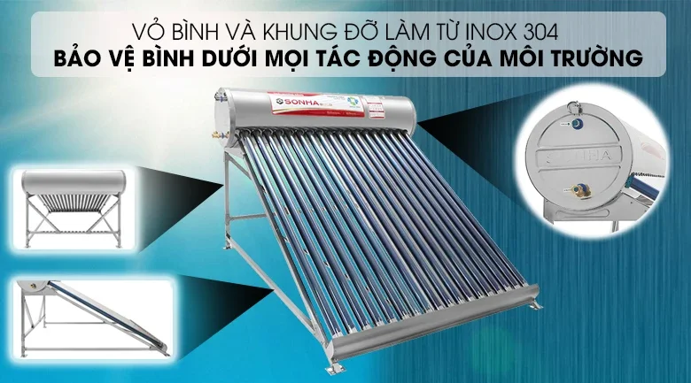 250 Litres Gold Solar Water Heater Quality Material SONHA Made In Vietnam
