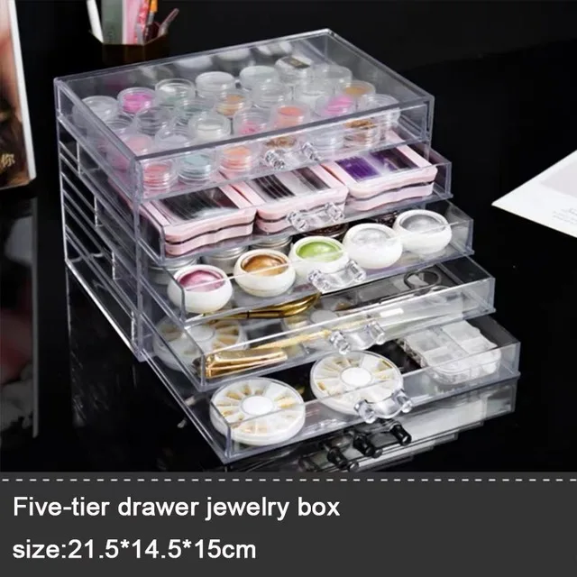 Large-capacity Jewelry Storage Box Transparent Multi-layer Nail Box Classification Drawer Jewelry Display Rack 72/120 Grid 