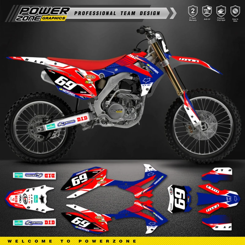 

PowerZone Custom Team Motorcycle Graphics Background Decals For 3M Stickers Kit For HONDA 2014-2017 CRF250R 2013-2016 CRF450R 93