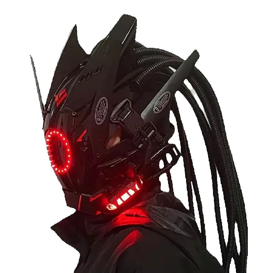 Cyberpunk Mask Led Hair Festival Halloween Christmas Cosplay Helmet Party Gift per adulti