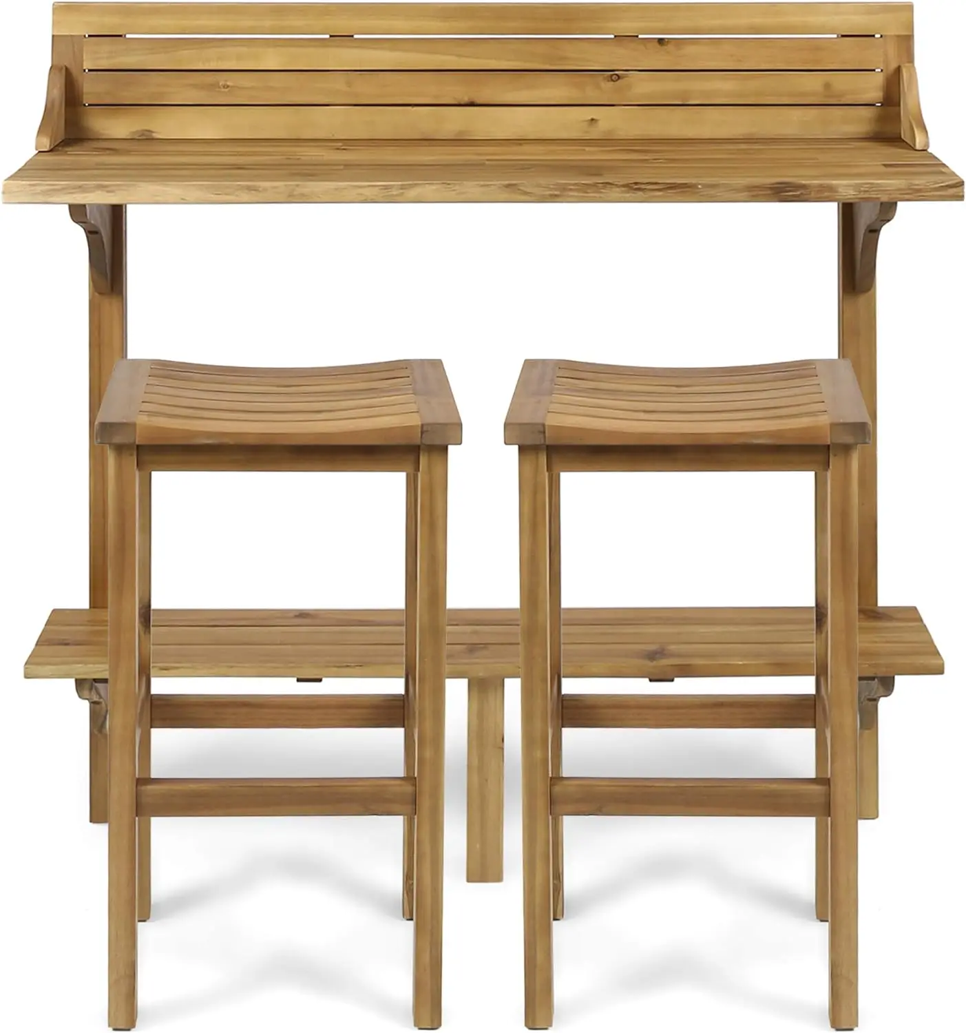 

Christopher Knight Home Caribbean Outdoor Acacia Wood Balcony Bar Set, 3-Pcs Set, Natural Stained Light Brown