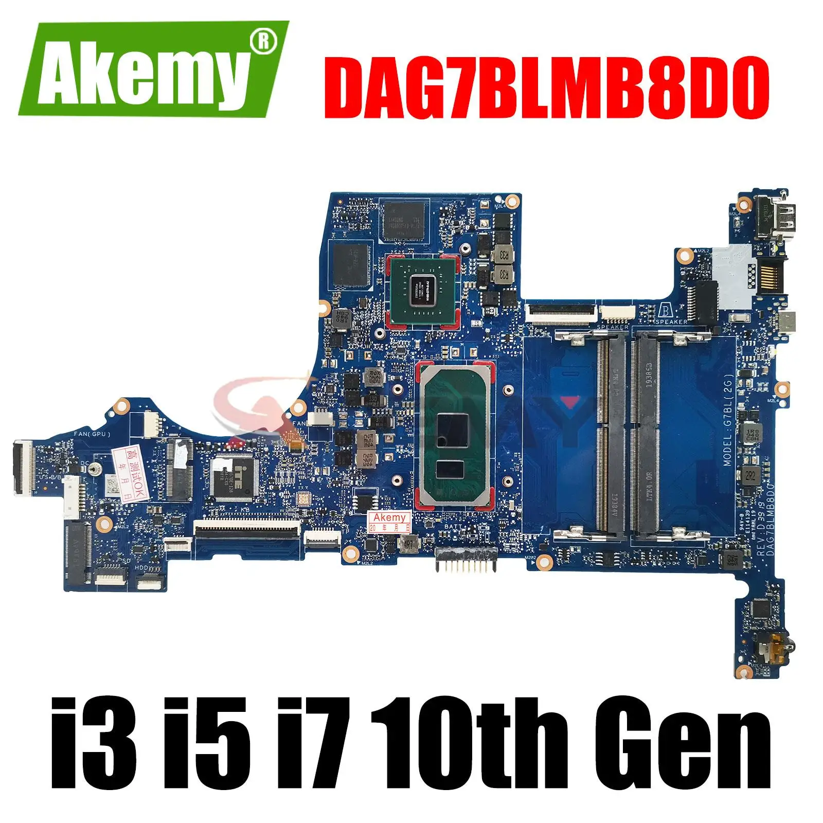 

DAG7BLMB8D0 For HP Pavilion 15T-CS 15-CS Laptop Motherboard With i3-1005G1 i5-1035G4 I7-1065G7 CPU V2G L67287-601 100% tested