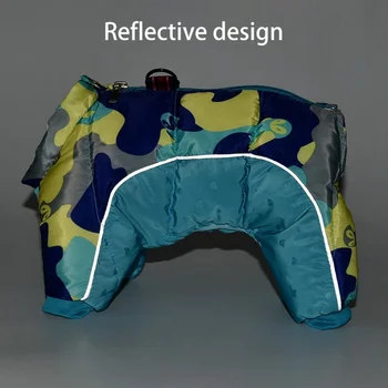 Fullbody Small Dog Coat Warm Fleece Puppy Jacket Dog Winter 4-Leg Puffer Coat Reflective Turtleneck Dog Snow Jacket Snowsuit 6