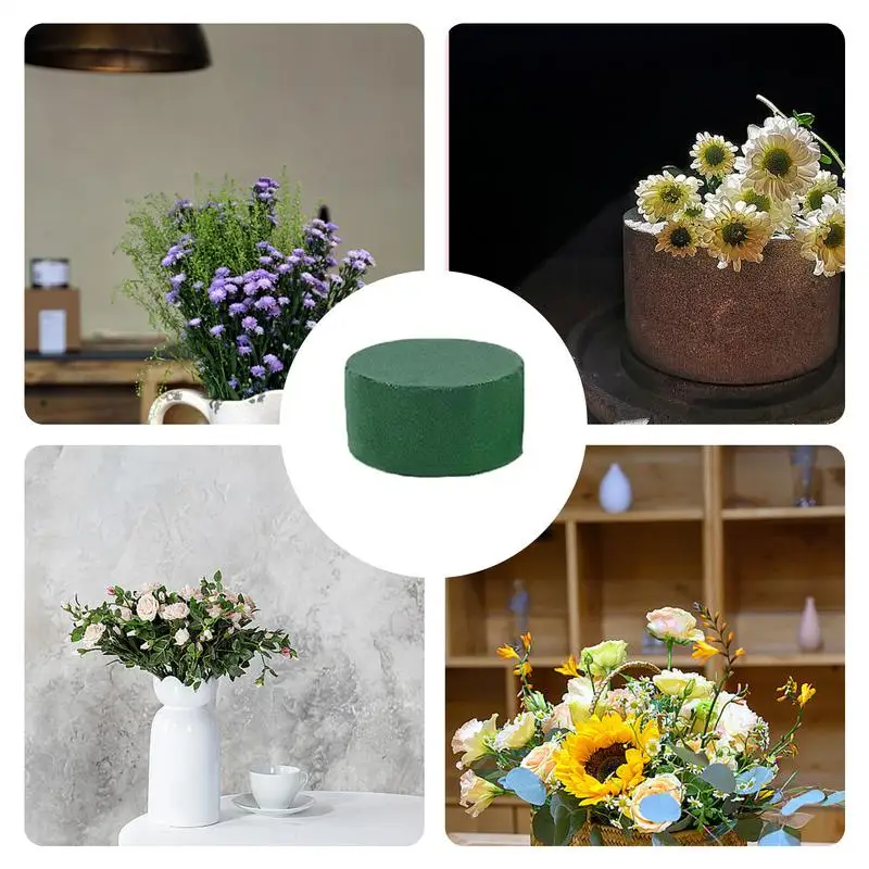 Green Floral Foam 6PCS Round Floral Foam Brick, Dry Floral Foam Blocks, Artificial Flower Mud D IY Flower Arrangement Kit 5